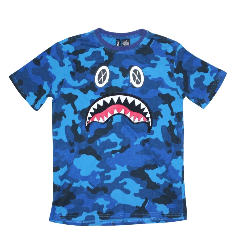 Civilized Blue Camo Shark Graphic T Shirt Mens Medium Streetwear